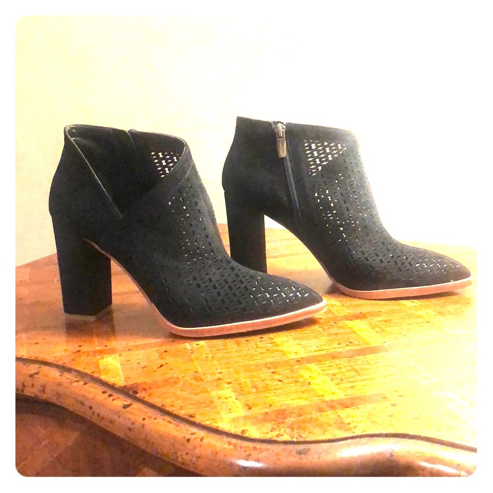 New black suede booties by Vince Camilo.